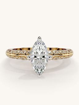 Valanova - Sterling Silver Plated with Yellow Gold and Certified Lab Grown Diamond 1.44Cts Ring