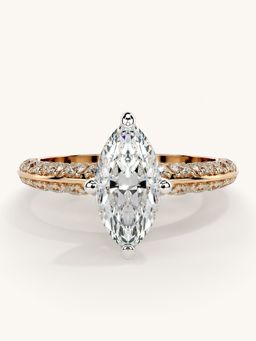 Valanova - Sterling Silver Plated with Rose Gold and Certified Lab Grown Diamond 1.69Cts Ring