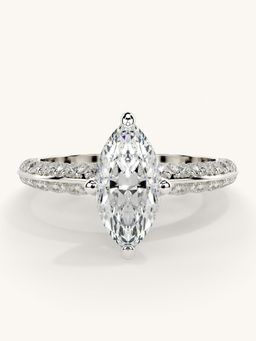Valanova - Sterling Silver Plated with White Gold and Certified Lab Grown Diamond 1.69Cts Ring
