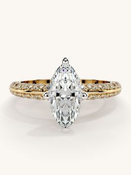 Valanova - Sterling Silver Plated with Yellow Gold and Certified Lab Grown Diamond 1.69Cts Ring