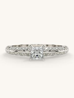Valanova - Sterling Silver Plated with White Gold and Certified Lab Grown Diamond 0.94Cts Ring