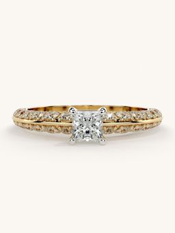 Valanova - Sterling Silver Plated with Yellow Gold and Certified Lab Grown Diamond 0.94Cts Ring