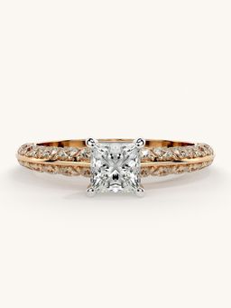 Valanova - Sterling Silver Plated with Rose Gold and Certified Lab Grown Diamond 1.19Cts Ring