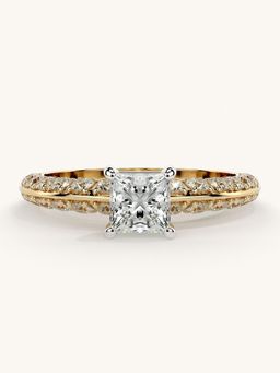 Valanova - Sterling Silver Plated with Yellow Gold and Certified Lab Grown Diamond 1.19Cts Ring