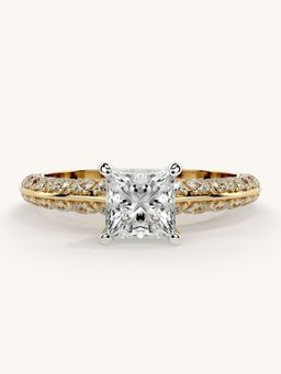 Valanova - Sterling Silver Plated with Yellow Gold and Certified Lab Grown Diamond 1.44Cts Ring