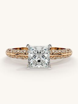 Valanova - Sterling Silver Plated with Rose Gold and Certified Lab Grown Diamond 1.69Cts Ring