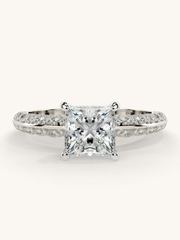 Valanova - Sterling Silver Plated with White Gold and Certified Lab Grown Diamond 1.69Cts Ring