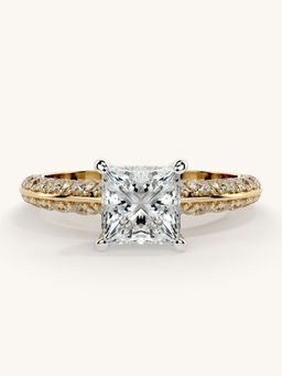 Valanova - Sterling Silver Plated with Yellow Gold and Certified Lab Grown Diamond 1.69Cts Ring