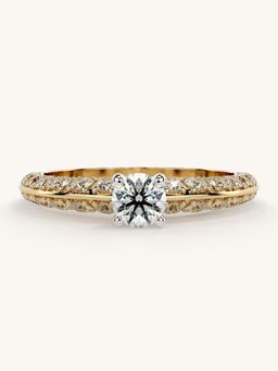 Valanova - Sterling Silver Plated with Yellow Gold and Certified Lab Grown Diamond 0.94Cts Ring