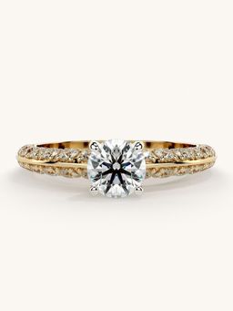 Valanova - Sterling Silver Plated with Yellow Gold and Certified Lab Grown Diamond 1.19Cts Ring