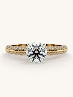 Valanova - Sterling Silver Plated with Yellow Gold and Certified Lab Grown Diamond 1.44Cts Ring