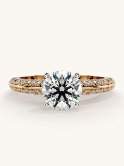 Valanova - Sterling Silver Plated with Rose Gold and Certified Lab Grown Diamond 1.69Cts Ring