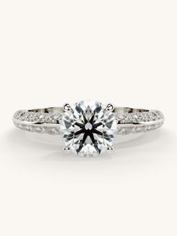 Valanova - Sterling Silver Plated with White Gold and Certified Lab Grown Diamond 1.69Cts Ring