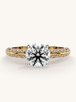 Valanova - Sterling Silver Plated with Yellow Gold and Certified Lab Grown Diamond 1.69Cts Ring