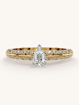 Valanova - Sterling Silver Plated with Yellow Gold and Certified Lab Grown Diamond 0.94Cts Ring