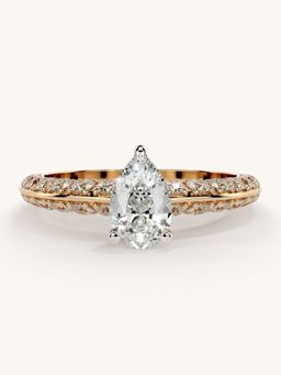 Valanova - Sterling Silver Plated with Rose Gold and Certified Lab Grown Diamond 1.19Cts Ring