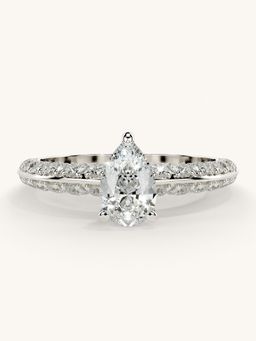 Valanova - Sterling Silver Plated with White Gold and Certified Lab Grown Diamond 1.19Cts Ring