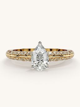Valanova - Sterling Silver Plated with Yellow Gold and Certified Lab Grown Diamond 1.19Cts Ring