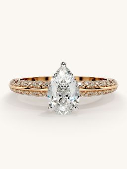 Valanova - Sterling Silver Plated with Rose Gold and Certified Lab Grown Diamond 1.44Cts Ring