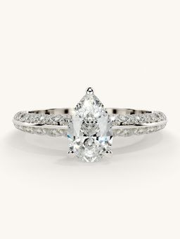 Valanova - Sterling Silver Plated with White Gold and Certified Lab Grown Diamond 1.44Cts Ring