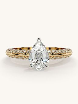 Valanova - Sterling Silver Plated with Yellow Gold and Certified Lab Grown Diamond 1.44Cts Ring