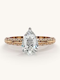 Valanova - Sterling Silver Plated with Rose Gold and Certified Lab Grown Diamond 1.69Cts Ring