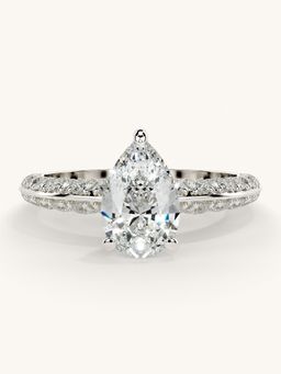 Valanova - Sterling Silver Plated with White Gold and Certified Lab Grown Diamond 1.69Cts Ring