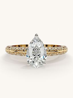 Valanova - Sterling Silver Plated with Yellow Gold and Certified Lab Grown Diamond 1.69Cts Ring