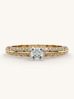 Valanova - Sterling Silver Plated with Yellow Gold and Certified Lab Grown Diamond 0.94Cts Ring