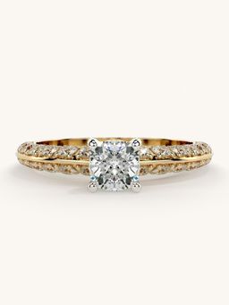 Valanova - Sterling Silver Plated with Yellow Gold and Certified Lab Grown Diamond 1.19Cts Ring