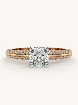 Valanova - Sterling Silver Plated with Rose Gold and Certified Lab Grown Diamond 1.44Cts Ring
