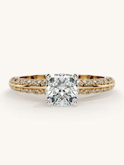 Valanova - Sterling Silver Plated with Yellow Gold and Certified Lab Grown Diamond 1.44Cts Ring