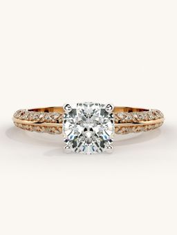 Valanova - Sterling Silver Plated with Rose Gold and Certified Lab Grown Diamond 1.69Cts Ring
