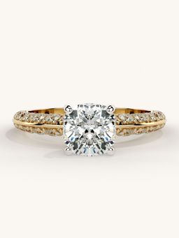 Valanova - Sterling Silver Plated with Yellow Gold and Certified Lab Grown Diamond 1.69Cts Ring