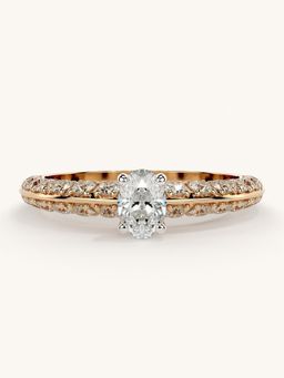 Valanova - Sterling Silver Plated with Rose Gold and Certified Lab Grown Diamond 0.94Cts Ring