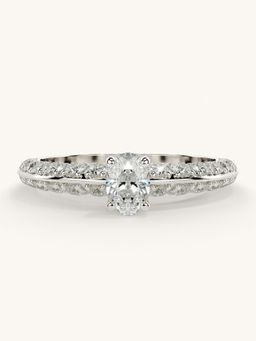 Valanova - Sterling Silver Plated with White Gold and Certified Lab Grown Diamond 0.94Cts Ring