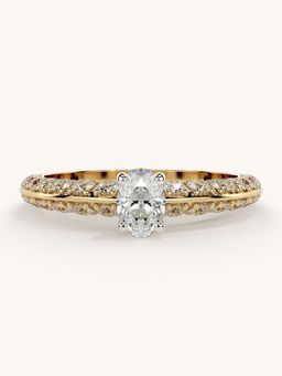 Valanova - Sterling Silver Plated with Yellow Gold and Certified Lab Grown Diamond 0.94Cts Ring