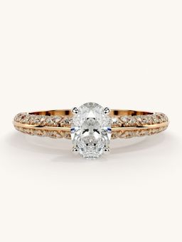 Valanova - Sterling Silver Plated with Rose Gold and Certified Lab Grown Diamond 1.19Cts Ring