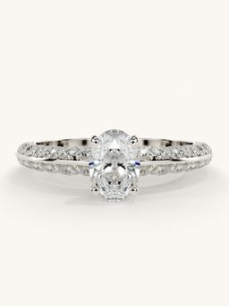 Valanova - Sterling Silver Plated with White Gold and Certified Lab Grown Diamond 1.19Cts Ring