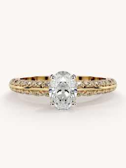 Valanova - Sterling Silver Plated with Yellow Gold and Certified Lab Grown Diamond 1.19Cts Ring