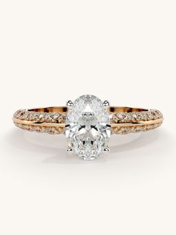 Valanova - Sterling Silver Plated with Rose Gold and Certified Lab Grown Diamond 1.44Cts Ring