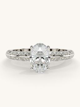 Valanova - Sterling Silver Plated with White Gold and Certified Lab Grown Diamond 1.44Cts Ring