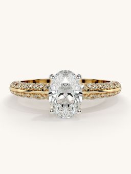 Valanova - Sterling Silver Plated with Yellow Gold and Certified Lab Grown Diamond 1.44Cts Ring