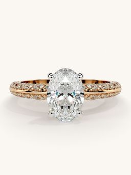 Valanova - Sterling Silver Plated with Rose Gold and Certified Lab Grown Diamond 1.69Cts Ring