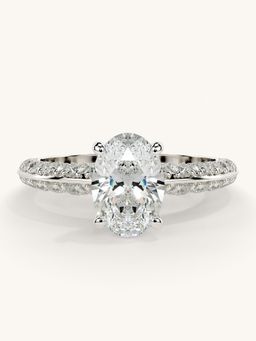 Valanova - Sterling Silver Plated with White Gold and Certified Lab Grown Diamond 1.69Cts Ring