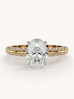 Valanova - Sterling Silver Plated with Yellow Gold and Certified Lab Grown Diamond 1.69Cts Ring