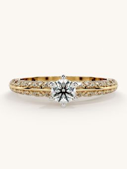 Valanova - Sterling Silver Plated with Yellow Gold and Certified Lab Grown Diamond 0.94Cts Ring