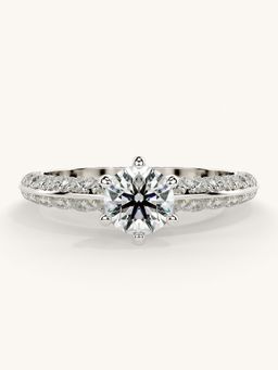 Valanova - Sterling Silver Plated with White Gold and Certified Lab Grown Diamond 1.19Cts Ring