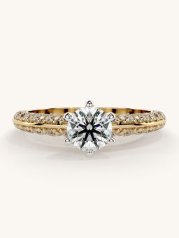 Valanova - Sterling Silver Plated with Yellow Gold and Certified Lab Grown Diamond 1.19Cts Ring