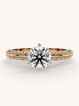 Valanova - Sterling Silver Plated with Rose Gold and Certified Lab Grown Diamond 1.44Cts Ring